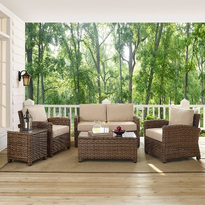 Bradenton 5-Piece Sand Wicker Outdoor Conversation Set