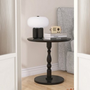 FONTOI 23'' Round End Table, Side Coffee Tables with Wood Leg for Living Room, Bedroom, Entryway, Antique Black, 23.23"*20.47"*23.23" - 1 of 4