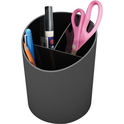 Deflect-O Large Pencil Cup 3 Compartments Black 34204