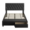 Eco Dream Full Veronica Tufted Faux Leather Upholstered Platform Bed with Storage Drawers Black - 2 of 4