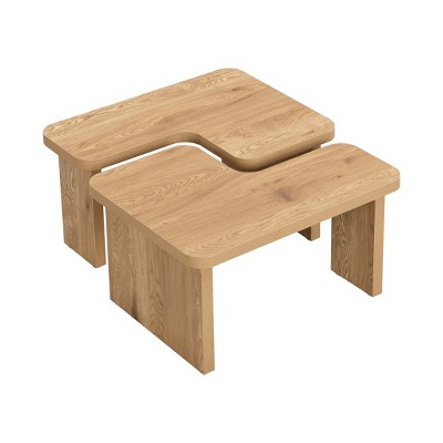 Dexmalle Single L Shape Farmhouse Rectangle Wood Detachable Coffee Table