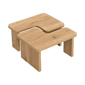 Dexmalle Single L Shape Farmhouse Rectangle Wood Detachable Coffee Table - 1 of 4