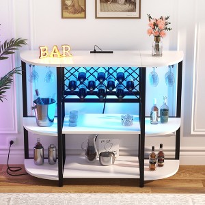 Aheaplus 47.24" Storage Wine Bottle & Glass Rack with Lights and Outlets - 1 of 4