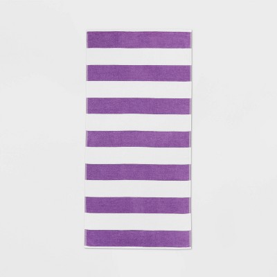 Striped Beach Towel Purple/White - Sun Squad™