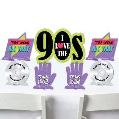 Big Dot of Happiness 90's Throwback - 1990s Party Centerpiece Table Decorations - Tabletop Standups - 7 Pieces