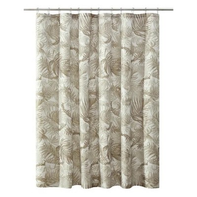 LunaLulinlk Palm Printed Ribbed Textured Shower Curtain