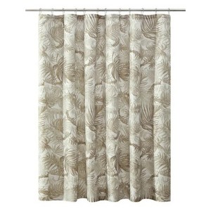 LunaLulinlk Palm Printed Ribbed Textured Shower Curtain - 1 of 4
