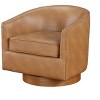 GDFStudio Halden Faux Leather Upholstered Barrel Swivel Chair with Wood Base - 2 of 4