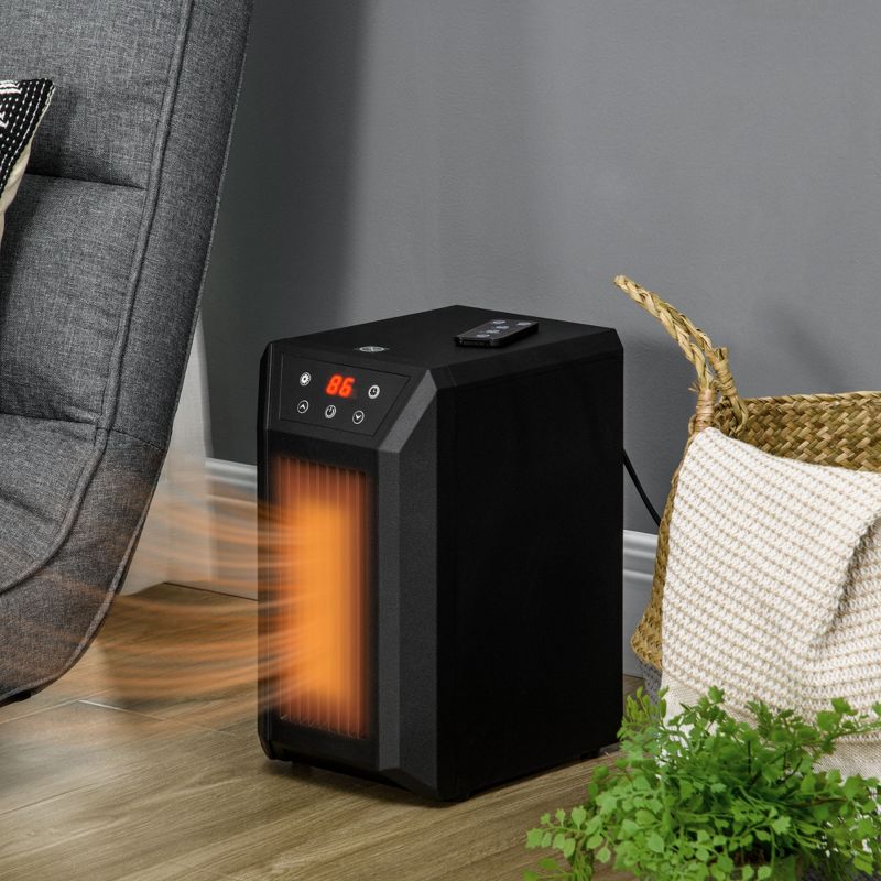 HOMCOM Space Heater for Indoor Use, 1500W Fast Heating Portable Electric Heater with Thermostat, 3 Modes, Remote, 12h Timer for Bedroom Desktop, 3 of 7
