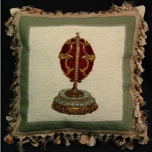 C&F Home 17" x 17" Red Faberge Egg Easter Spring Themed Needlepoint/Petit Point Small/Petite Accent Throw Pillow - 1 of 1
