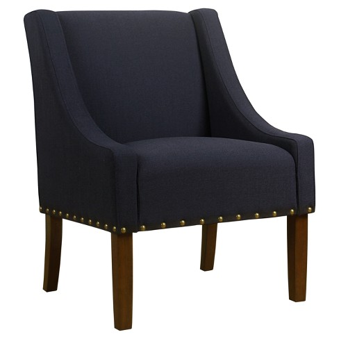 Modern Swoop Accent Chair With Nailhead Trim Navy Homepop Target