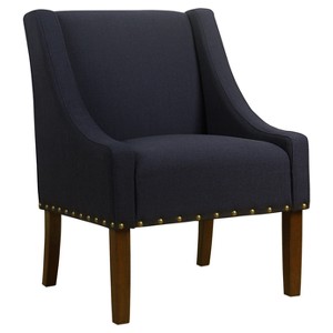Modern Swoop Accent Chair with Nailhead Trim - Navy - Homepop, Blue