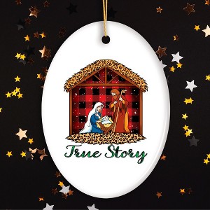 True Story Nativity Plaid Birth of Christ Ornament| OrnamentallyYou - 1 of 4