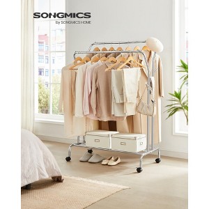 SONGMICS Double-Rod Clothes Rack Garment Rack with Wheels Heavy-Duty Metal Frame 220 lb Max Load Clothes Storage and Display - 1 of 4