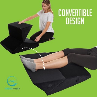 Adjustable Black Memory Foam Wedge Pillow for Back and Leg Support