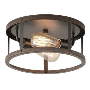 Dewdrop Farmhouse 2-Light Black Openwork Metal Frame Flush Mount Light Fixture - 1 of 4