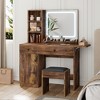 Vanity Desk with Mirror and LED Light, Makeup Vanity Desk with Drawers and Open Shelf and Storage Cabinet - 3 of 4