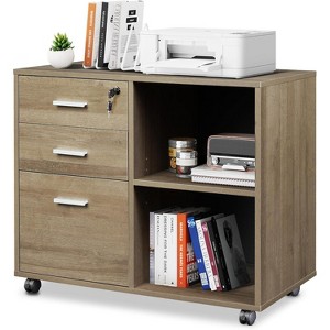 GALAXHERO  3-Drawer Wood File Cabinet with Lock, Mobile Lateral Filing Cabinet - 1 of 4