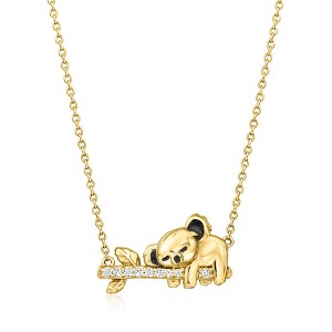 Ross-Simons 0.10 ct. t.w. White Topaz Koala Necklace With Black Enamel in 18kt Gold Over Sterling Size 18 - 1 of 3