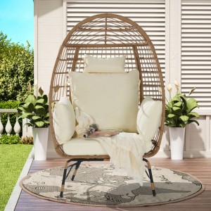 Wicker Egg Chair,Rattan Egg Chair Indoor Outdoor,Oversized Large Egg Chairs 600lbs with Cushion and Pillow - 1 of 3