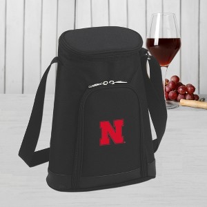 NCAA Nebraska University Cornhuskers Stylish 2 Bottle Insulated Wine Tote Bag with Cheese Board, Knife and Corkscrew - 1 of 3