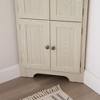 Sapphtopaz Modern Corner Bathroom 4-Tier Cabinet with 8 Doors Farmhouse Pantry Cabinet Bookshelf Cabinet with Shelves Storage for Living Room - 3 of 4