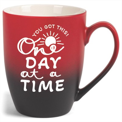 Elanze Designs You Got This One Day At A Time Two Toned Ombre Matte Red and Black 12 ounce Ceramic Stoneware Coffee Cup Mug