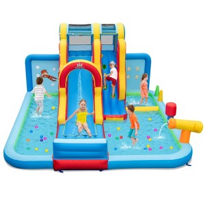 Safstar Inflatable Water Slide with Long Slide Climbing Wall Splash Pools without Blower - 1 of 4