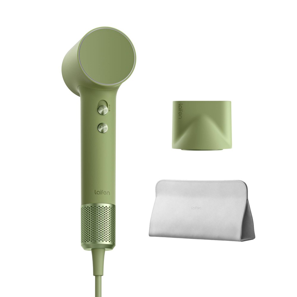 Laifen Mini Hair Dryer and Bag - Green: Volumizing, 3 Heat Settings, Electric, Polycarbonate Material