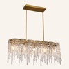 PAKOKULA Modern 5-Lights Gold Rectangular Linear Chandelier with Crystal Glass Shade for Kitchen Island - 3 of 4