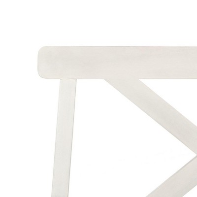 New England Luxe 49" White Acacia Outdoor Bench with Storage