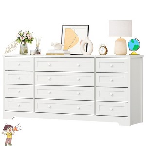Jojoka 12 Drawer Dresser with Storage, Wide Wood TV Stand and Cabinet for Bedroom or Living Room, Holds up to 65 Inch TV - 1 of 4