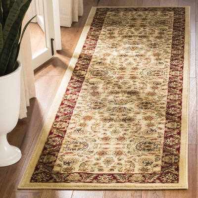 Ivory and Red Floral Synthetic Runner Rug, 2'3" x 6'
