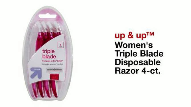 Women&#39;s Triple Blade Disposable Razor 4ct - up &#38; up&#8482;, 2 of 9, play video