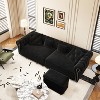 TiramisuBest 89" 3-in-1 Pull-Out Sofa Bed, Convertible Velvet Sleeper Sofa with Chaise Lounge, King Size 3-Seater with Movable Ottoman, Black - 2 of 4