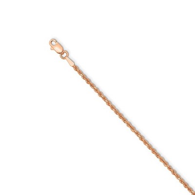 Black Bow Jewelry 14k Rose Gold 1.75mm Handmade D/C Solid Rope Chain Necklace