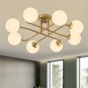 PAKOKULA Mid-Century 8-Light Gold Sputnik Semi-Flush Mount Ceiling Light Fixture with Globe Frosted Glass Shade - 2 of 4