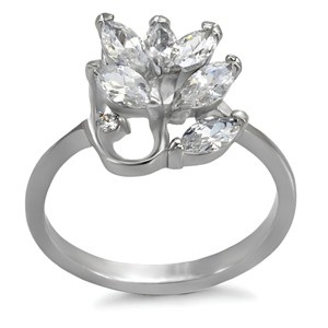 Slickblue Women's 6.3mm Clear CZ Marquise Ring - Polished Stainless Steel, Synthetic, Size 5-10 - 1 of 4