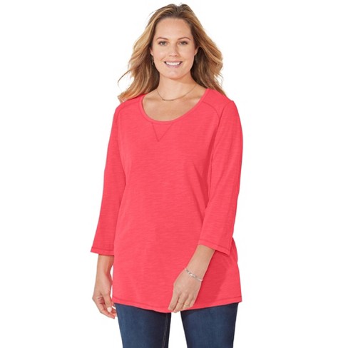 Catherines Women's Plus Size Active Slub Scoopneck Tee - 4x, Pink ...