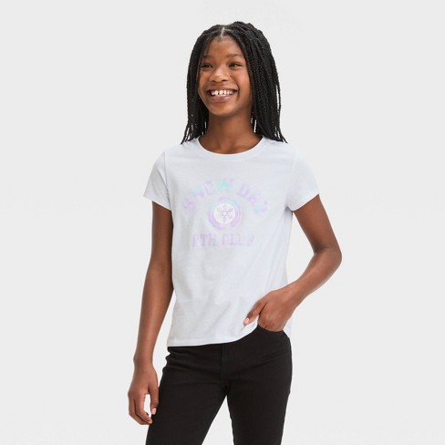 Girls' Short Sleeve 'Snow Day' Graphic T-Shirt - Cat & Jack™ White XS