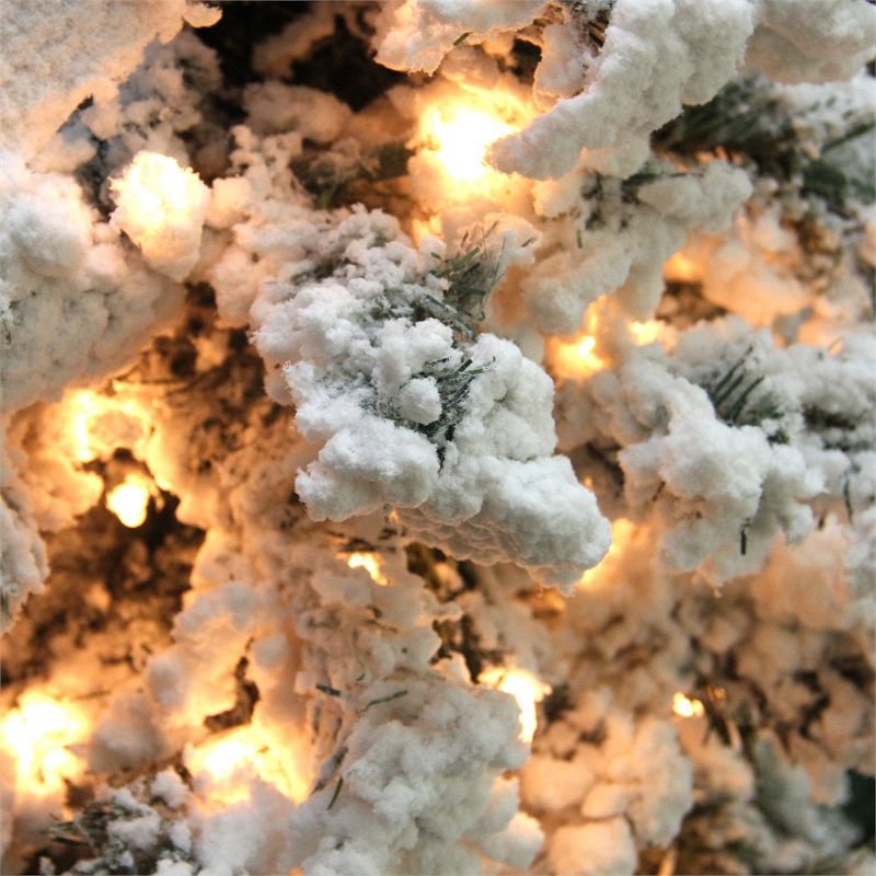 Northlight 9' Prelit Artificial Christmas Tree Heavily Medium Flocked Pine - Clear Lights, 3 of 4