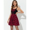 Allegra K Women's Plaid Lace Up Sweetheart Neck Sleeveless Flared Party Mini Dress - 3 of 4