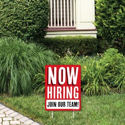 Big Dot of Happiness Now Hiring - Outdoor Lawn Sign - Business Yard Sign - 1 Piece