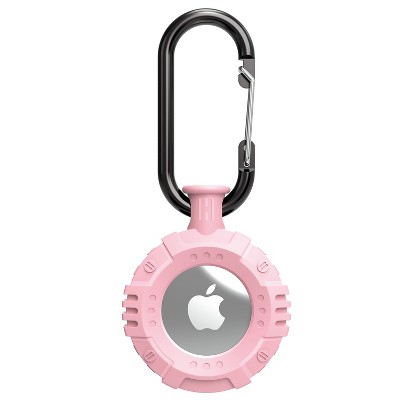 Vena Round TPU Case for Apple AirTag Holder Keychain Cover With Keychain Ring, Pink