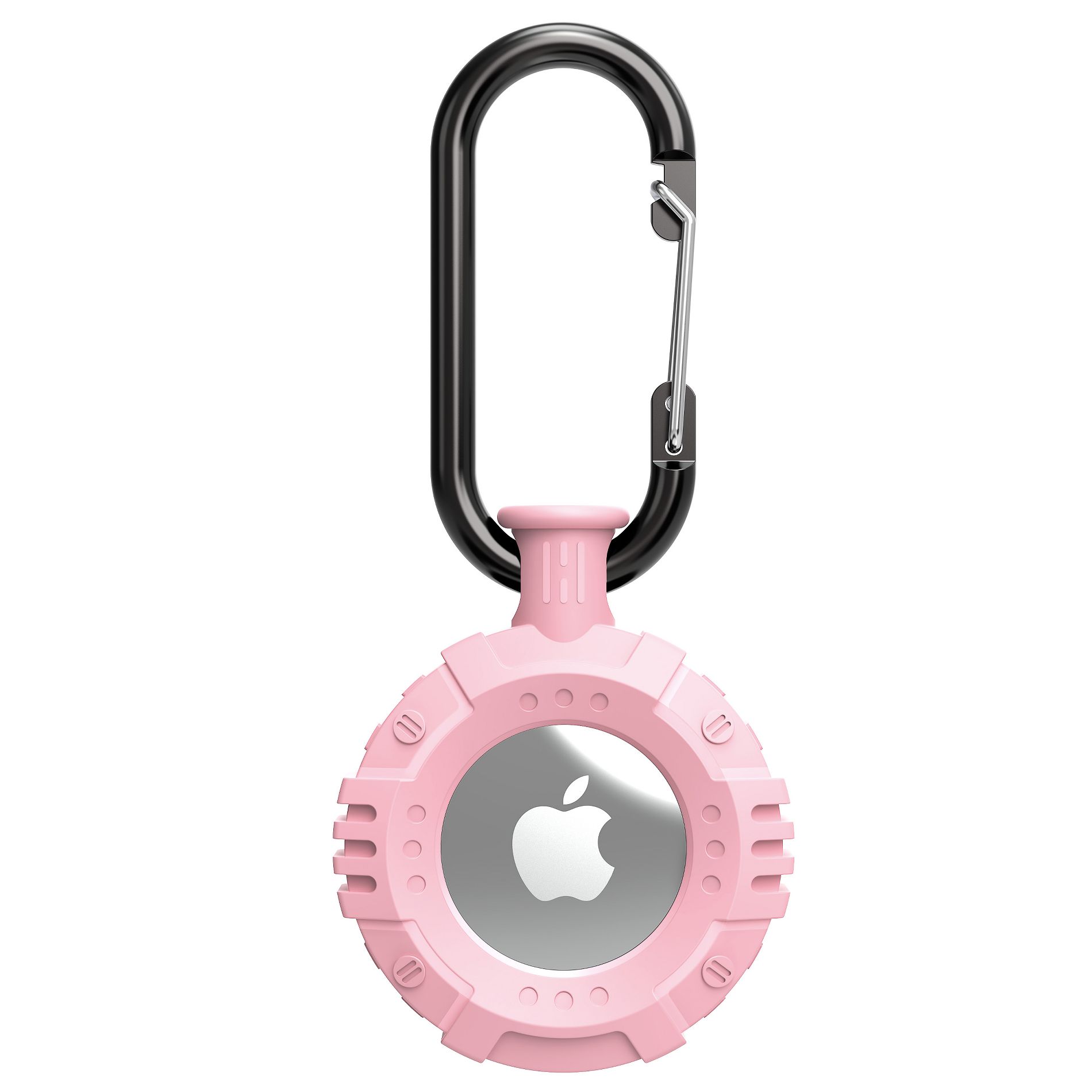 Vena For Apple AirTag Holder, AirTag Keychain Round TPU, AirTag Case Cover For Pet Dog Cat Collar Luggage Kids Elderly Backpack- Pink