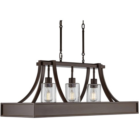 Franklin Iron Works Bronze Wood Linear, How Wide Should Kitchen Island Pendants Be