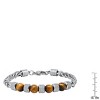 Steeltime Men's stainless steel wheat chain and black agate beads bracelet. Color Options: Black, Brown - 3 of 4