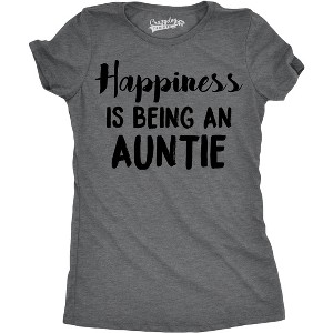 Womens Happiness Is Being an Auntie Funny Family Gift for Best Aunt T shirt Cool - Crazy Dog Women's T Shirt - 1 of 4