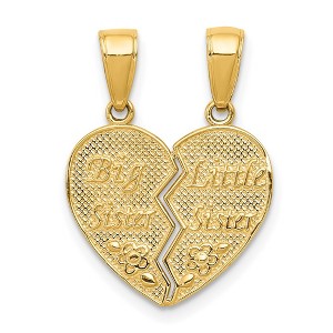 Black Bow Jewelry 14k Yellow Gold Big Sister, Little Sister Set of 2 Pendants, 16mm - 1 of 4