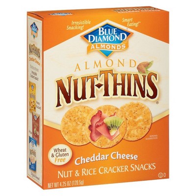 Blue Diamond Nut-Thins Nut & Rice Cracker Snacks Cheddar Cheese 4.25 oz